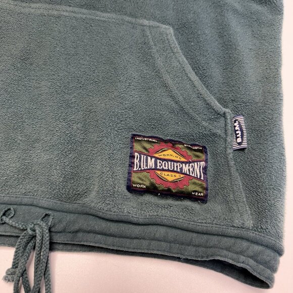 Bum Equipment Fleece Hoodie Sweatshirt Mens XL 26x28 Green Terry Cloth - Picture 6 of 13